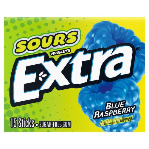 Wrigley's Extra Sours Blue Raspberry Sugar-Free Gum, 15 count