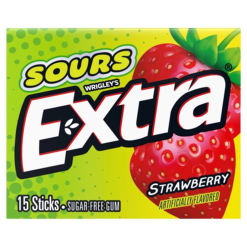 Wrigley's Extra Sours Strawberry Sugar-Free Gum, 15 count