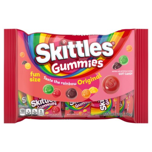 Skittles Original Gummies Soft Candy Fun Size, 6 oz