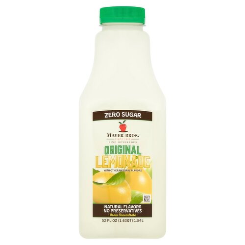 Mayer Bros. Zero Sugar Original Lemonade, 52 fl oz