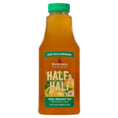 Mayer Bros. Half & Half Iced & Lemonade Real Brewed Tea, 52 fl oz