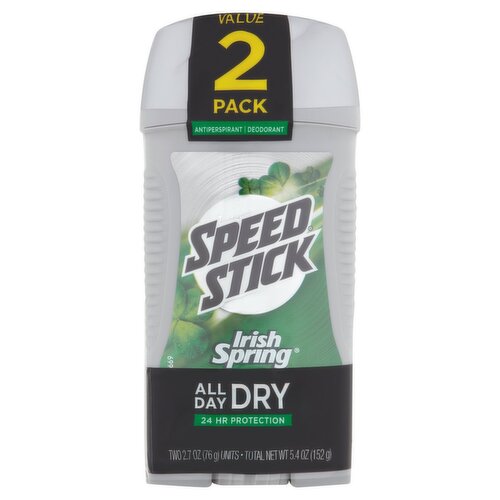 Speed Stick Irish Spring Antiperspirant Deodorant Value Pack, 2.7 oz, 2 count