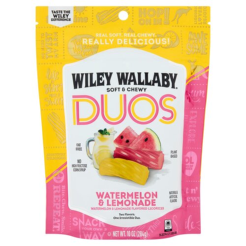 Wiley Wallaby Duos Soft & Chewy Watermelon & Lemonade Flavored Licorices, 10 oz
