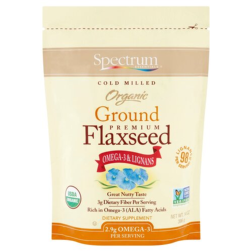 Spectrum Essentials Organic Ground Premium Flaxseed Dietary Supplement, 14 oz