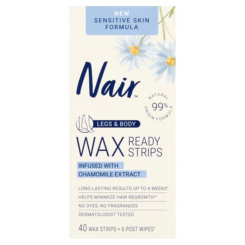 Nair Legs & Body Ready Wax Strips + Post Wipes