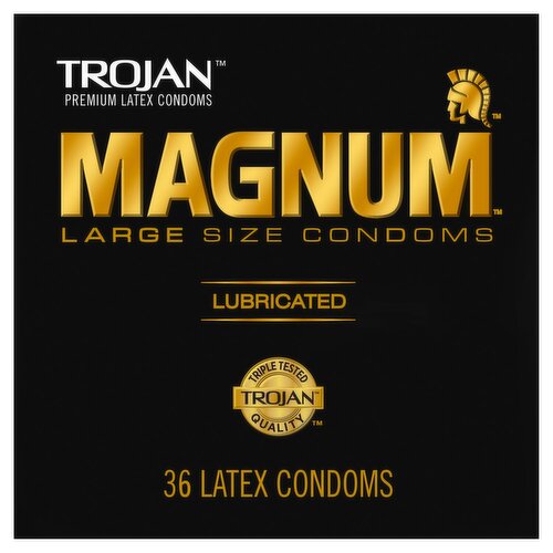 TROJAN Magnum Large Size Lubricated Premium Latex Condoms, 36 count