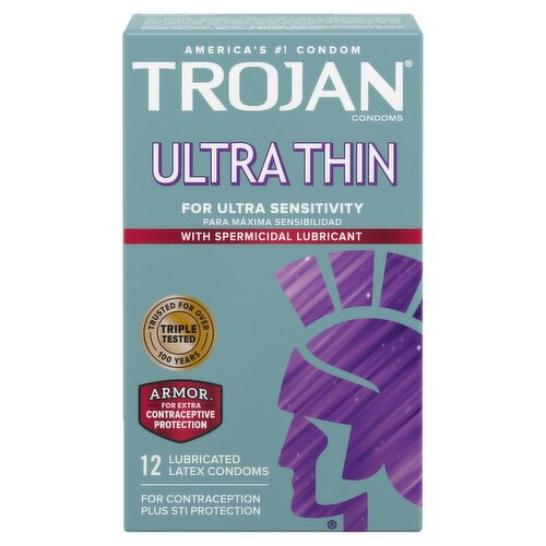 TROJAN Ultra Thin Latex Condoms, 12 count