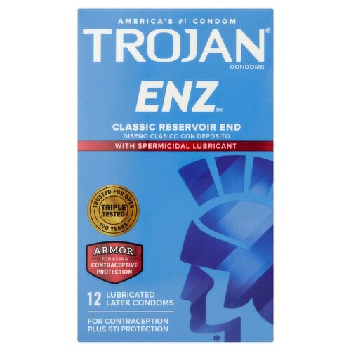 Trojan ENZ Armor With Spermicidal Lubricant Latex Condoms, 12 count