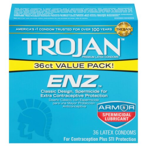 TROJAN ENZ Armor with Spermicidal Lubricant Latex Condoms Value Pack!, 36 count