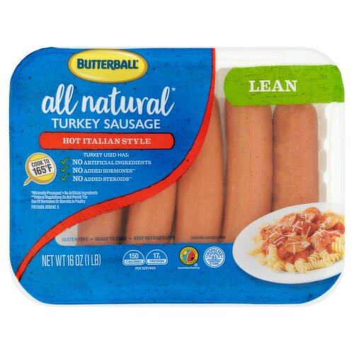 Butterball Lean Hot Italian Style Turkey Sausage, 16 oz