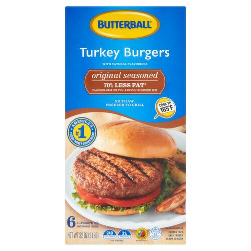 Butterball Original Seasoned Turkey Burgers, 6 count, 32 oz