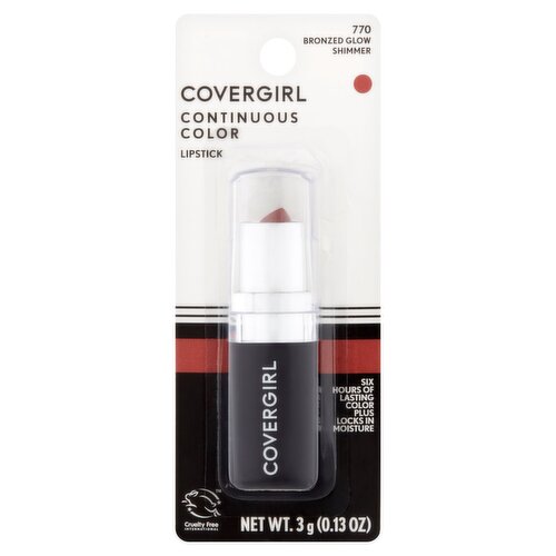 Covergirl Continuous Color 770 Bronzed Glow Shimmer Lipstick, 0.13 oz