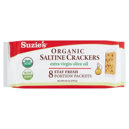 Suzie's Extra Virgin Olive Oil Organic Saltine Crackers, 8 count, 8.8 oz