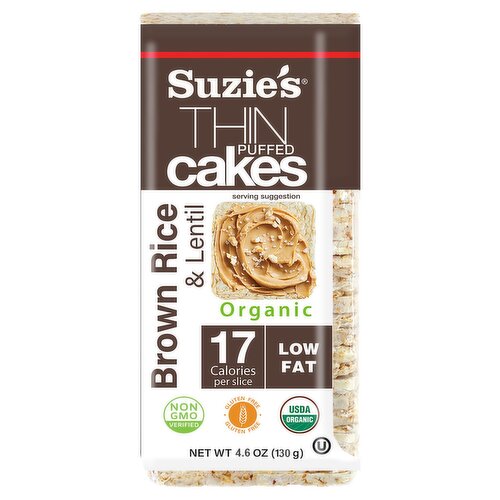 Suzie's Organic Brown Rice & Lentil Thin Puffed Cakes, 4.6 oz