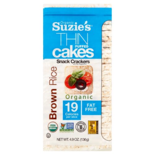 Suzie's Organic Brown Rice Thin Puffed Cakes Snack Crackers, 4.9 oz