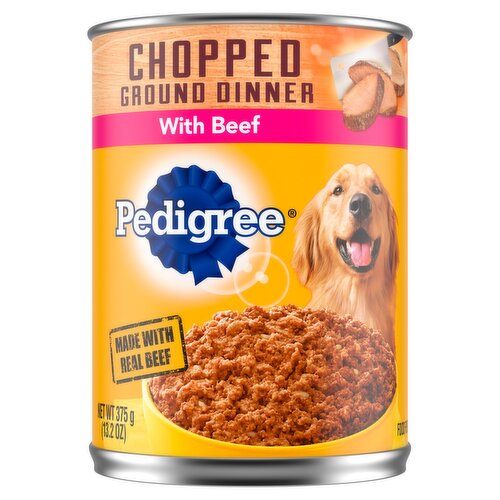 PEDIGREE CHOPPED GROUND DINNER Adult Canned Soft Wet Dog Food with Beef, (12) 13.2 oz. Cans