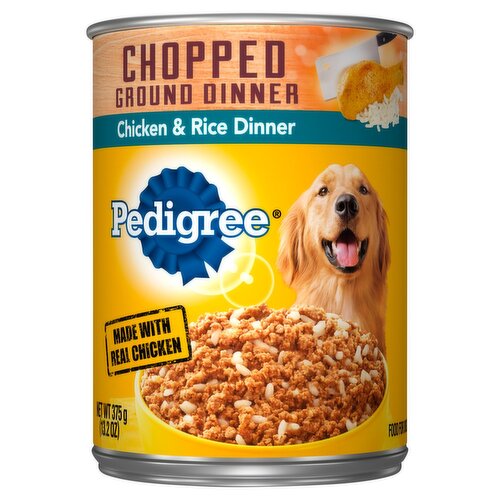 PEDIGREE Adult Canned Wet Dog Food Chopped Ground Dinner Chicken & Rice Dinner, (12) 13.2 oz. Cans