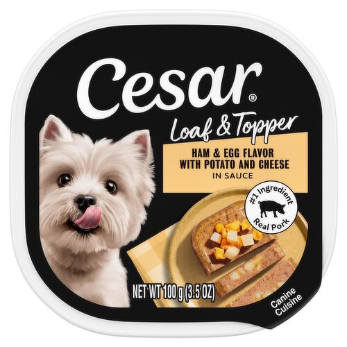 Cesar Loaf & Topper Ham & Egg Flavor Canine Cuisine, 3.5 oz
