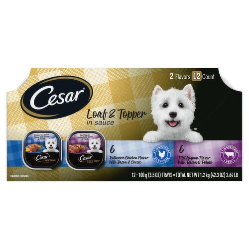 Cesar Loaf & Topper in Sauce Canine Cuisine, 3.5 oz, 12 count