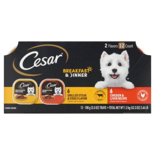 Cesar Breakfast & Dinner Canine Cuisine, 42.3 oz, 12 count