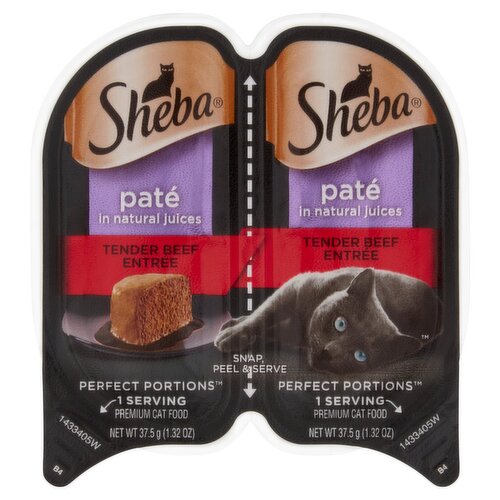 Sheba Perfect Portions Paté in Natural Juices Tender Beef Entrée Premium Cat Food, 1.32 oz