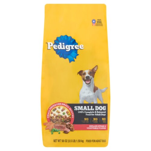 Pedigree Small Dog Grilled Steak & Vegetable Flavor Food for Adult Dogs, 56 oz