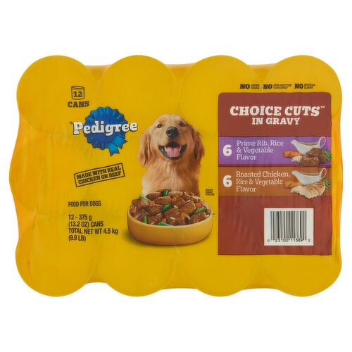 Pedigree Choice Cuts in Gravy Wet Dog Food Variety Pack with Prime Rib and Roasted Chicken, 13.2 oz, 12 count