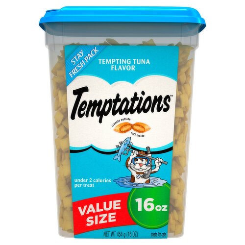 TEMPTATIONS Classic Crunchy and Soft Cat Treats Tempting Tuna Flavor, 16 oz. Tub