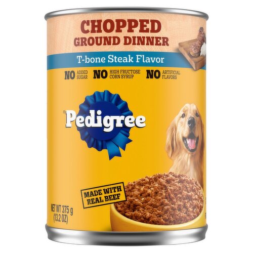 Pedigree Chopped Ground Dinner T-Bone Steak Flavor Food for Dogs, 13.2 oz
