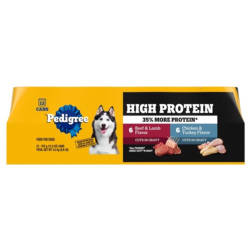 Pedigree High Protein Cuts in Gravy Food for Dogs, 13.2 oz, 12 Count