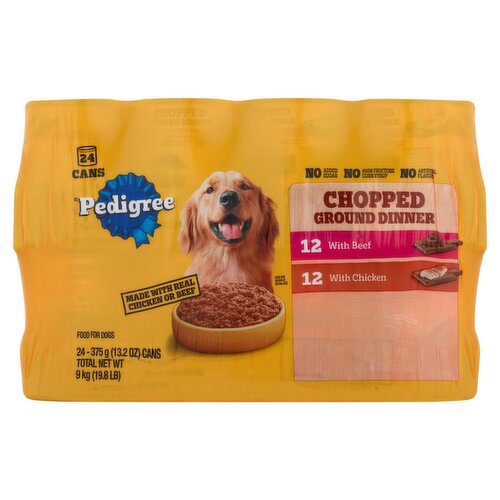 Pedigree Chopped Ground Dinner Food for Dogs, 13.2 oz, 24 count