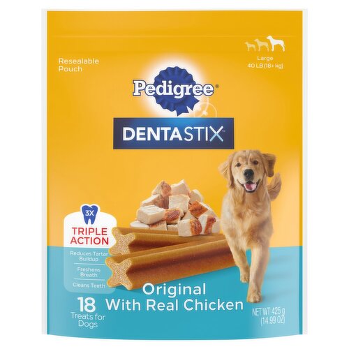 Pedigree Dentastix Original with Real Chicken Treats for Large Dogs, 18 count, 14.99 oz