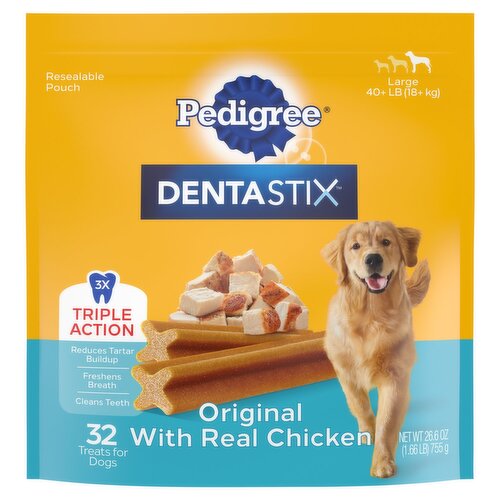 Pedigree Dentastix Treats for Dogs, Large 40+ LB (18+ kg), 32 count, 26.6 oz
