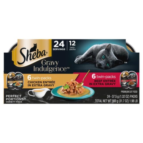 Sheba Perfect Portions Gravy Indulgence Premium Cat Food Variety Pack, 1.32 oz, 24 count