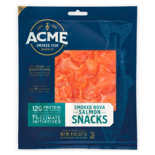 Acme Smoked Fish Smoked Nova Salmon Snacks, 8 oz