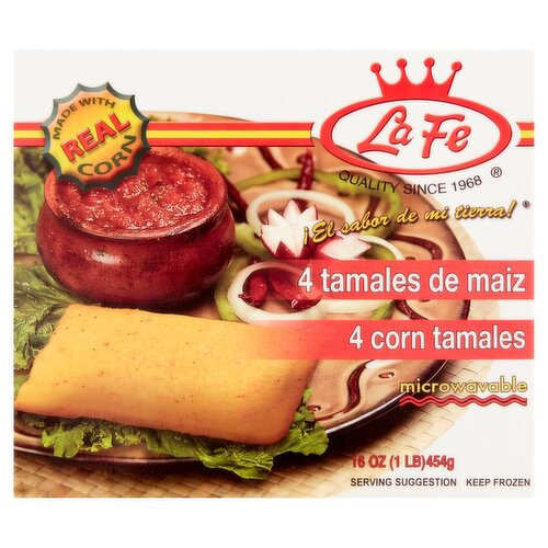 La Fe Corn Tamales, 4 count, 16 oz