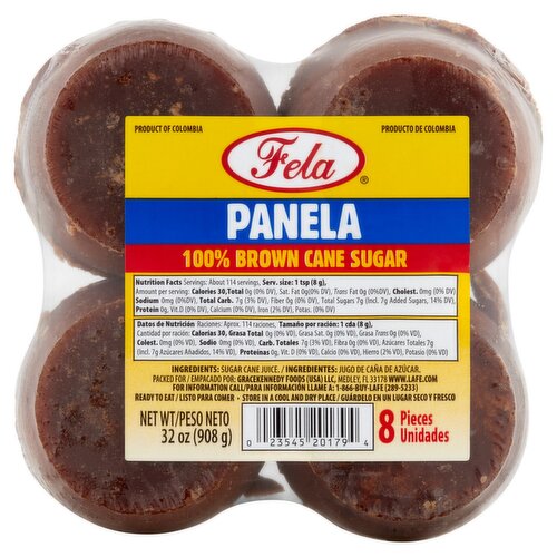Fela 100% Brown Cane Sugar Panela, 8 count, 32 oz