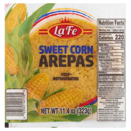 La Fe Sweet Corn Arepas, 11.4 oz