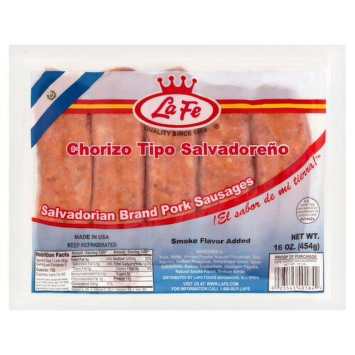 La Fe Salvadorian Brand Pork Sausages, 16 oz