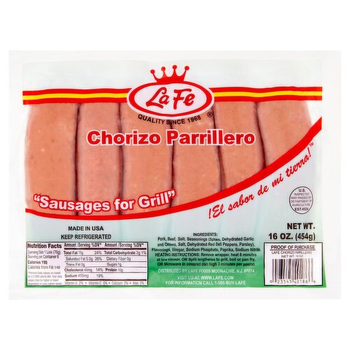 La Fe Chorizo Parrillero, 16 oz