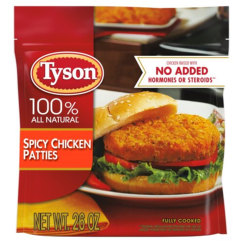 Tyson Fully Cooked & Breaded Spicy Chicken Patties, 26 oz