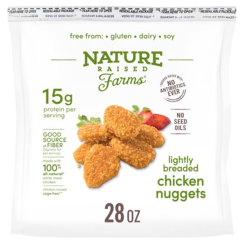 Nature Raised Farms® Lightly Breaded Chicken Nuggets Fully Cooked, 28 oz