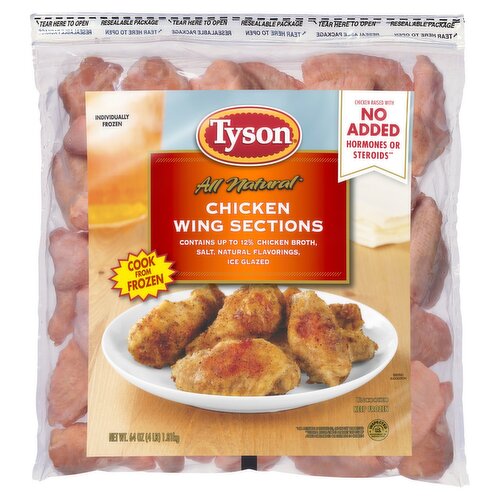 Tyson All Natural Uncooked Chicken Wing Sections, 64 oz