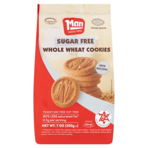 Man Sugar Free Whole Wheat Cookies, 7 oz