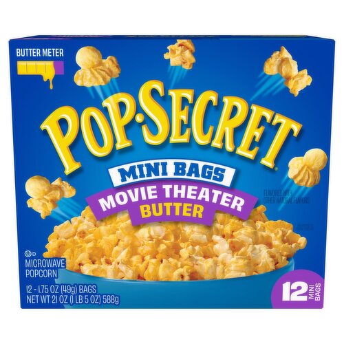 Pop Secret Mini Bags Movie Theater Butter Microwave Popcorn, 1.75 oz, 12 count
