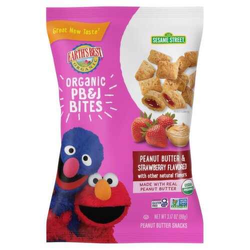 Earth's Best Organic 123 Sesame Street Peanut Butter & Strawberry Flavored PB&J Bites, 3.17 oz