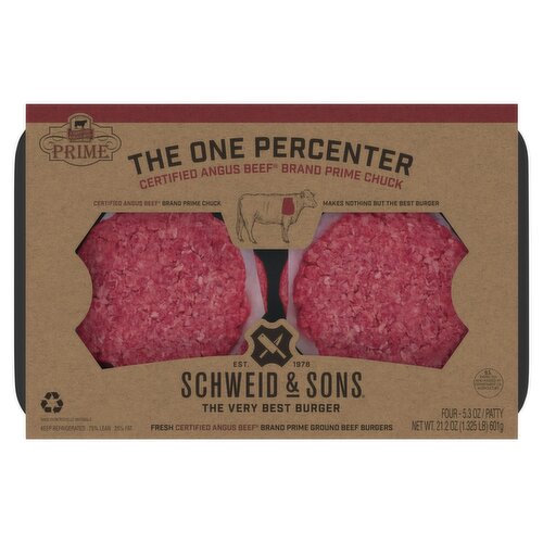 Schweid & Sons The One Percenter Burger Patty, 5.3 oz, 4 count