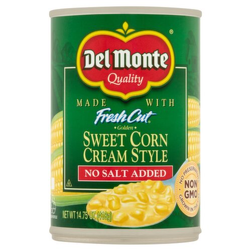 Del Monte Fresh Cut No Salt Added Cream Style Golden Sweet Corn, 14.75 oz