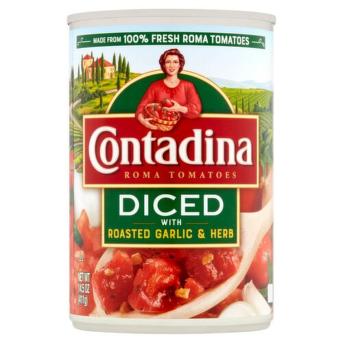 Contadina Diced Roma Tomatoes with Roasted Garlic & Herb, 14.5 oz