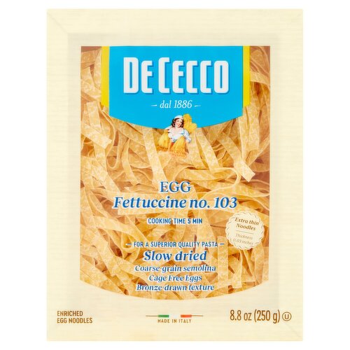 De Cecco Fettuccine No. 103 Enriched Egg Noodles, 8.8 oz